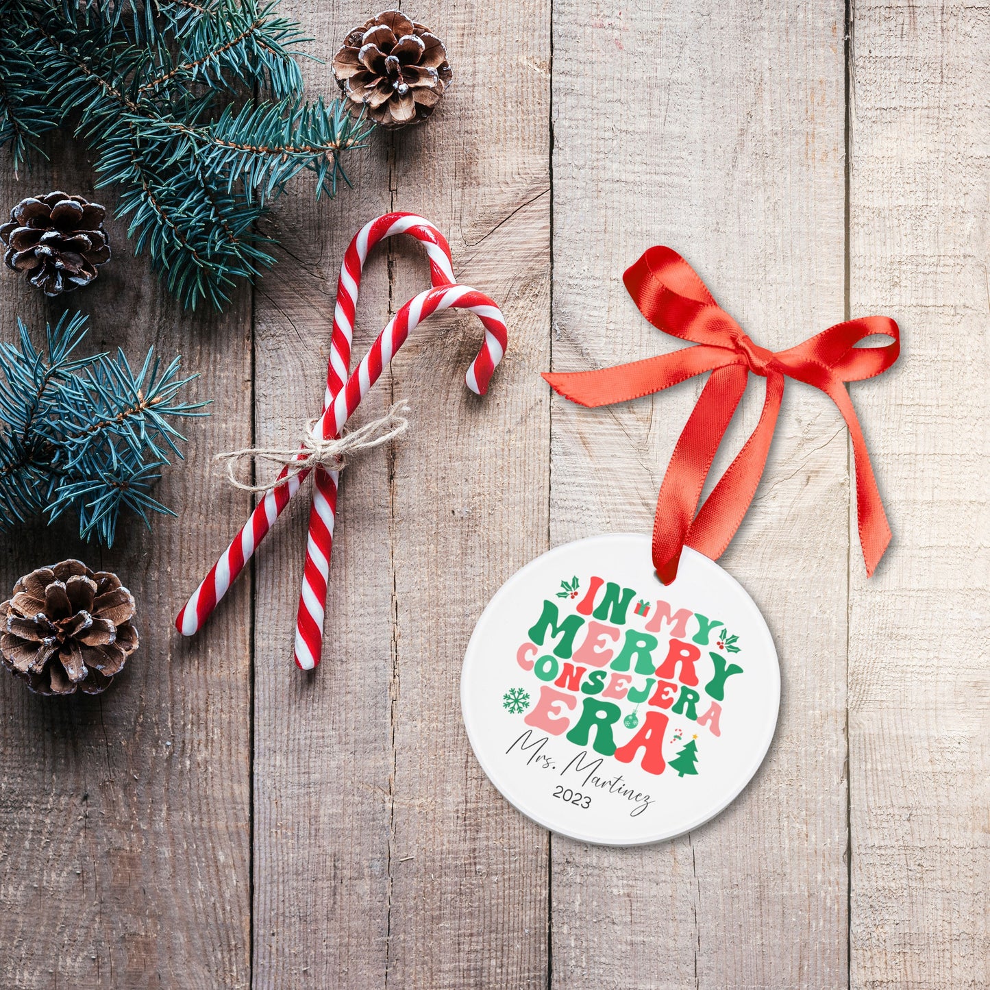 My Merry Consejera Era Ornament, Counselor Christmas Ornament Personalized, Custom Counselor Gift from Student, Consejera Personalized