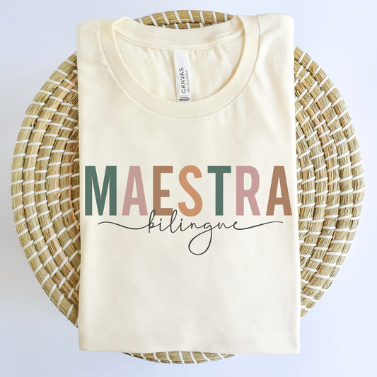 Maestra Bilingue T Shirt, ESL Teacher, Maestra Español, Dual Language Teacher, Bilingual Shirts, Camisas De Maestra, Regalos Para Maestra