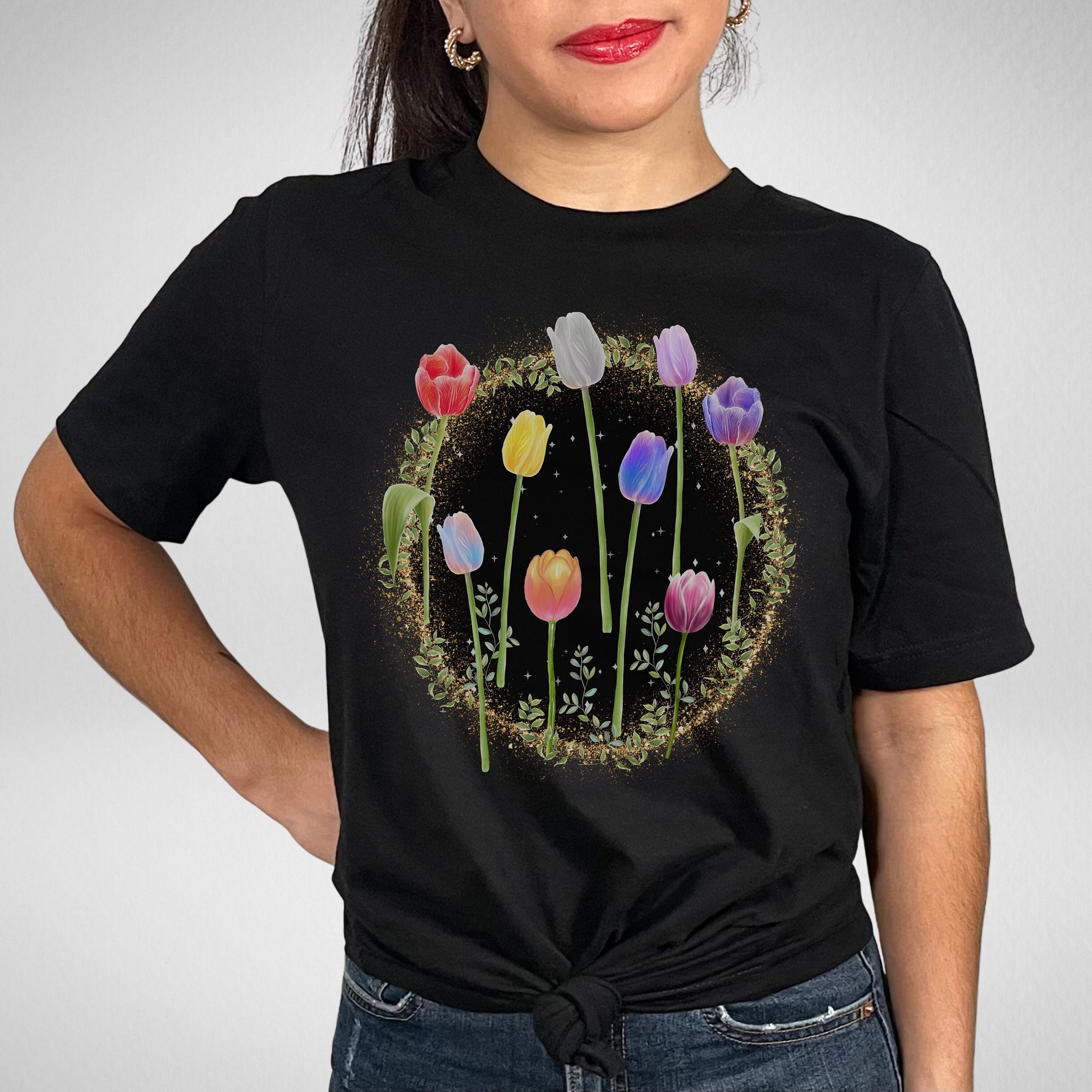 Tulip T Shirt, Wildflower T Shirt, Gift For Her, Flowers Press, Flower Teacher Shirt, Pressed Flower tee, Wild Flower Tee, Gift For Woman