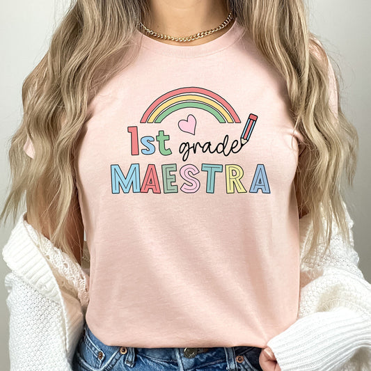 Primer Grado, Maestra Primer Grado, Camisas De Maestra, Maestra Español, Maestra Bilingue, Maestra Shirt, Maestra Gift, First Grade