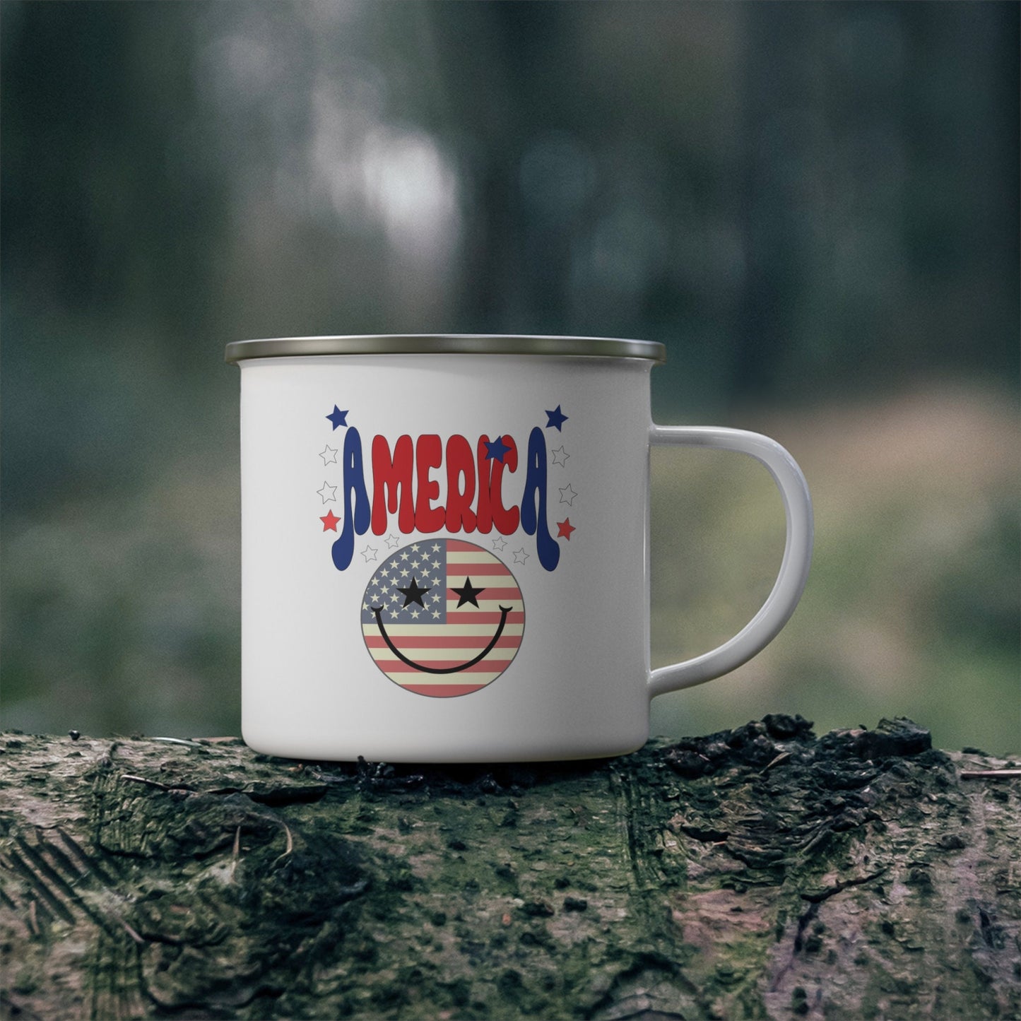 America Enamel Camping Mug, America Camping Mug, Independence Day, 4th Of July Mug, Fourth July Mug Cup, God Bless America, Land Of The Free