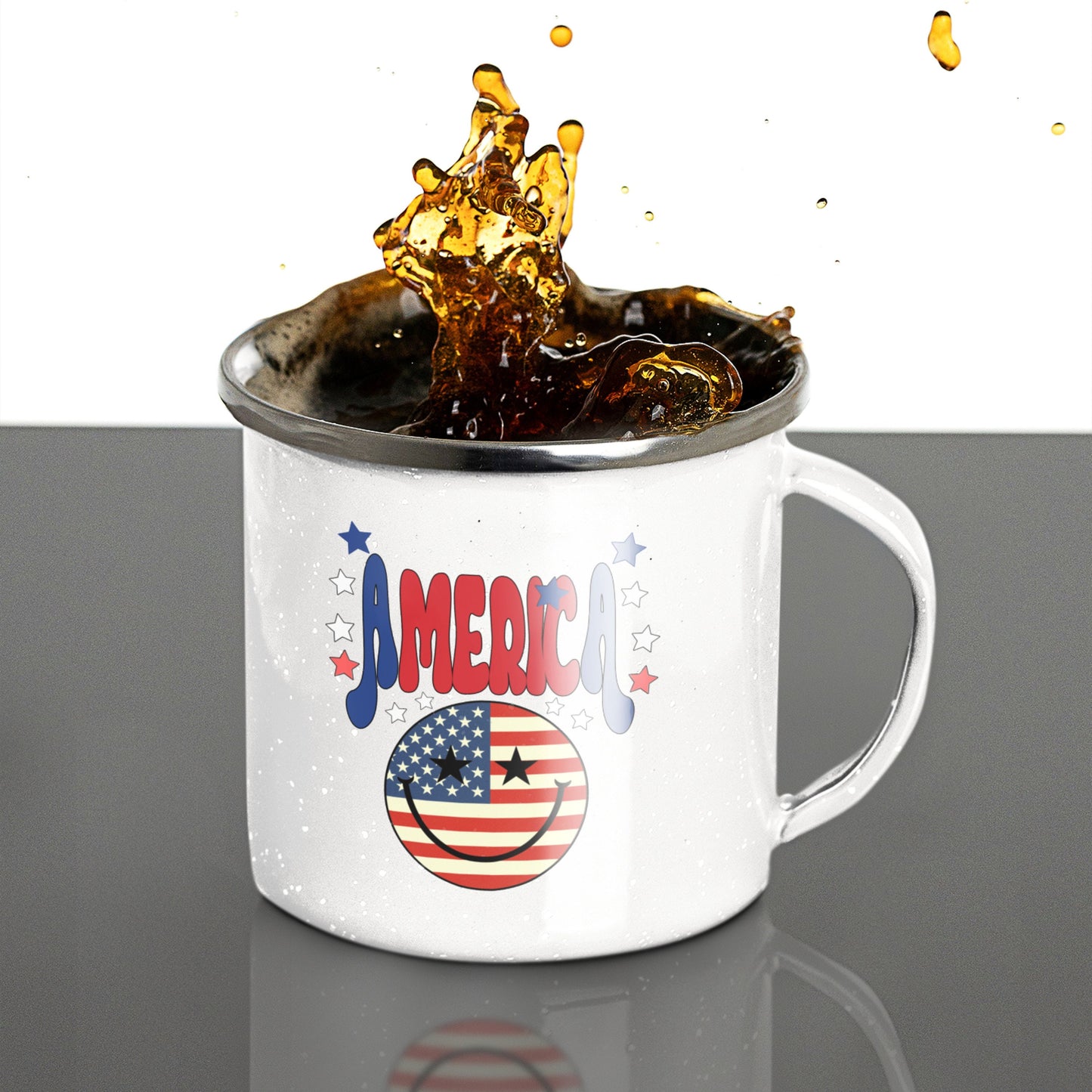 America Enamel Camping Mug, America Camping Mug, Independence Day, 4th Of July Mug, Fourth July Mug Cup, God Bless America, Land Of The Free