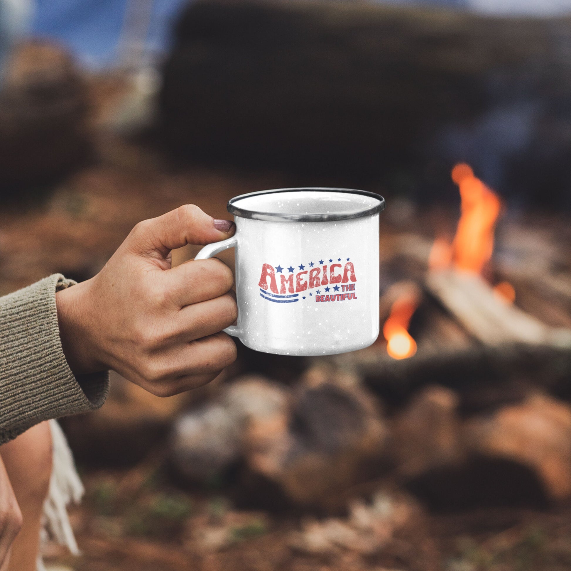 America Enamel Camping Mug, America Camping Mug, Independence Day, 4th Of July Mug, Fourth July Mug Cup, God Bless America, Land Of The Free