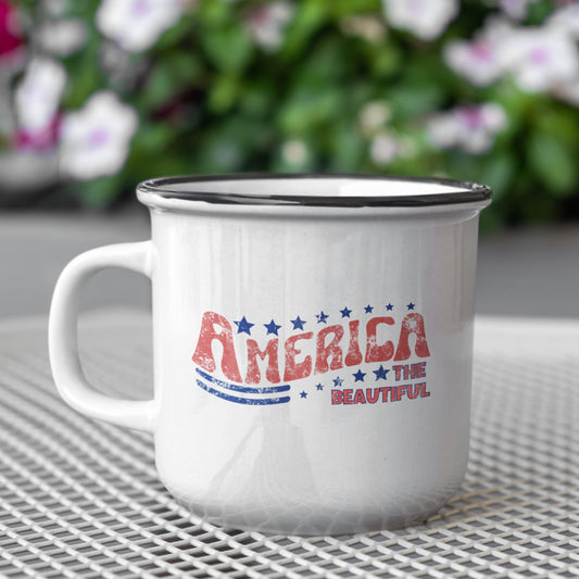 America Enamel Camping Mug, America Camping Mug, Independence Day, 4th Of July Mug, Fourth July Mug Cup, God Bless America, Land Of The Free