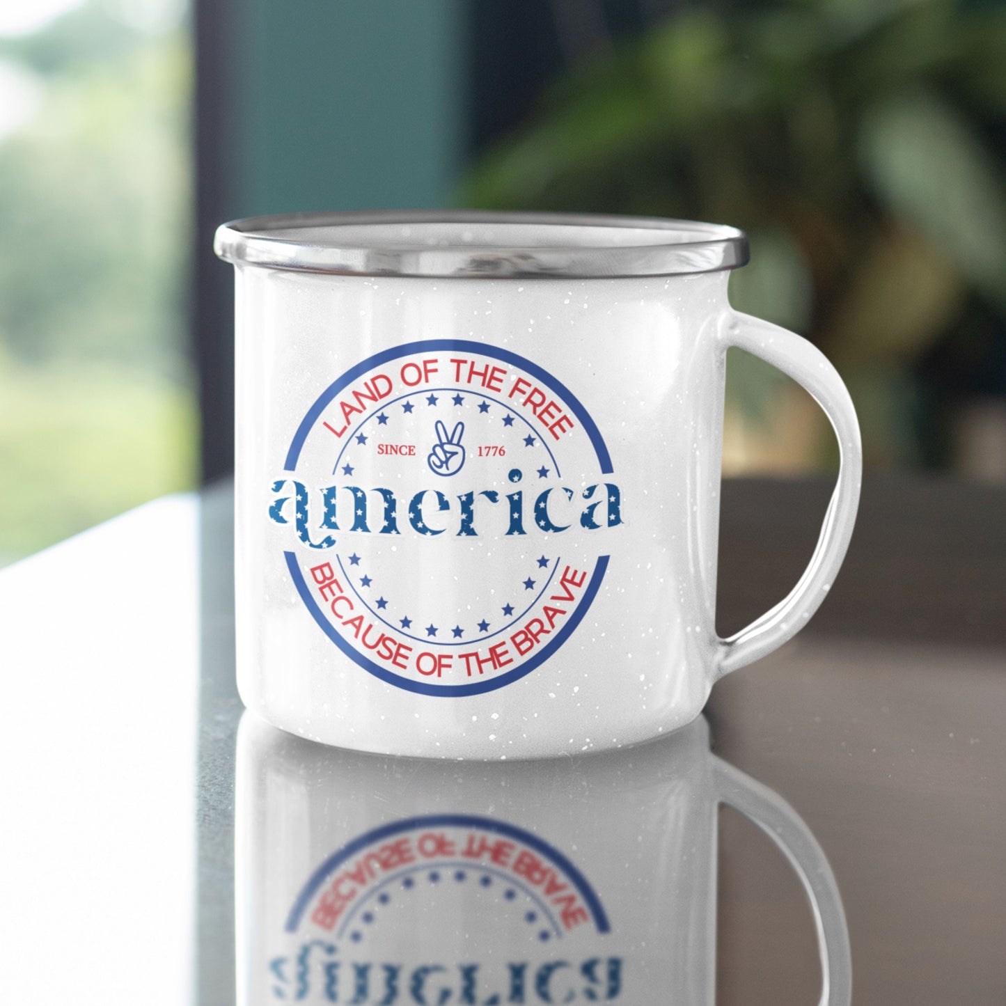 America Enamel Camping Mug, America Camping Mug, Independence Day, 4th Of July Mug, Fourth July Mug Cup, God Bless America, Land Of The Free