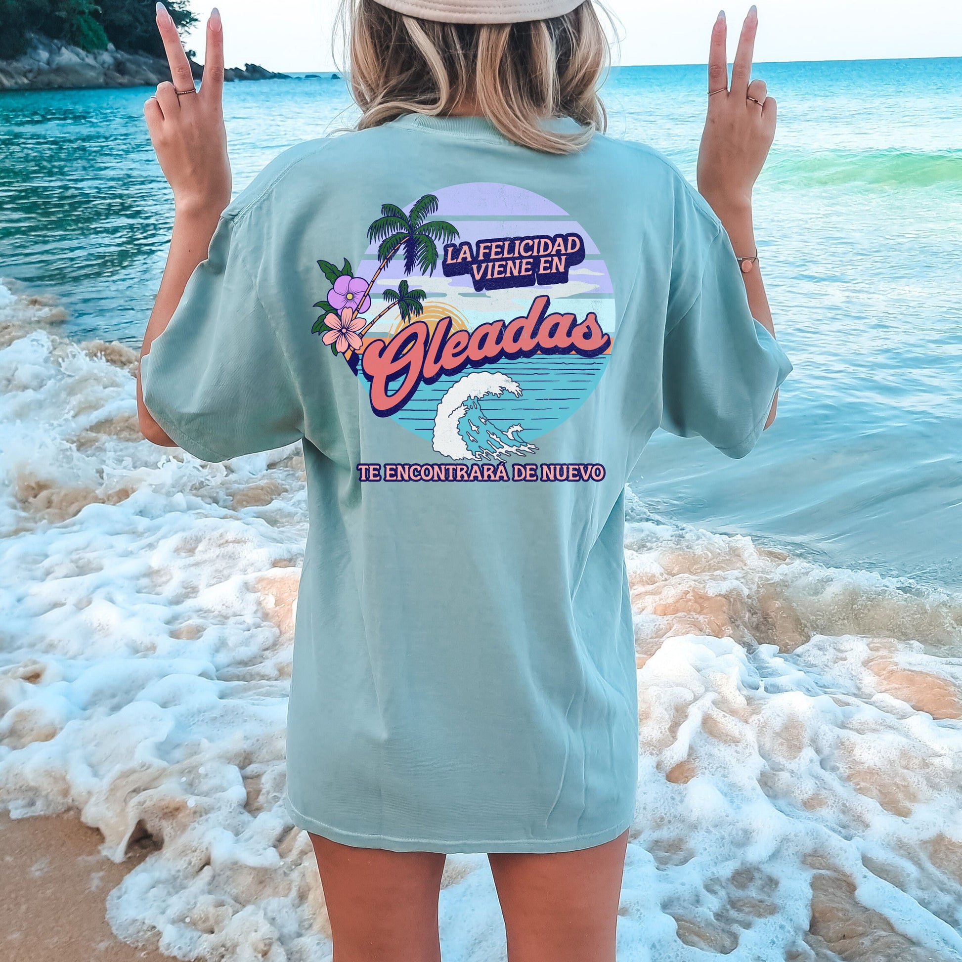 Happiness Comes In Waves, Happiness Comes In Waves Comfort Color Tees, Trendy T Shirts For Women, Summer Vibes Shirt, Tumbler Shirt, For Her