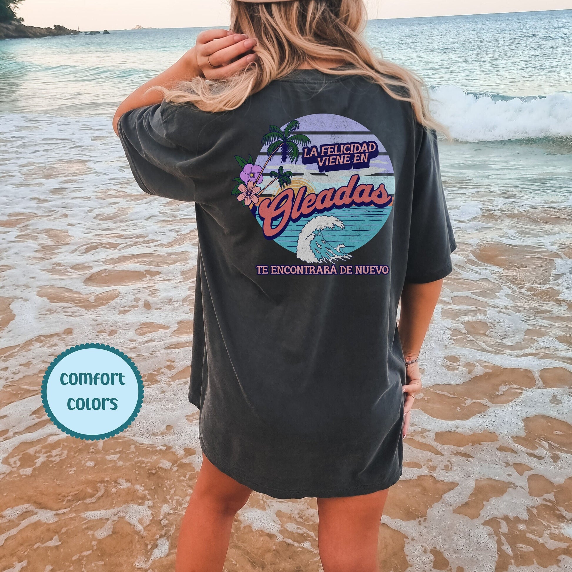 Happiness Comes In Waves, Happiness Comes In Waves Comfort Color Tees, Trendy T Shirts For Women, Summer Vibes Shirt, Tumbler Shirt, For Her