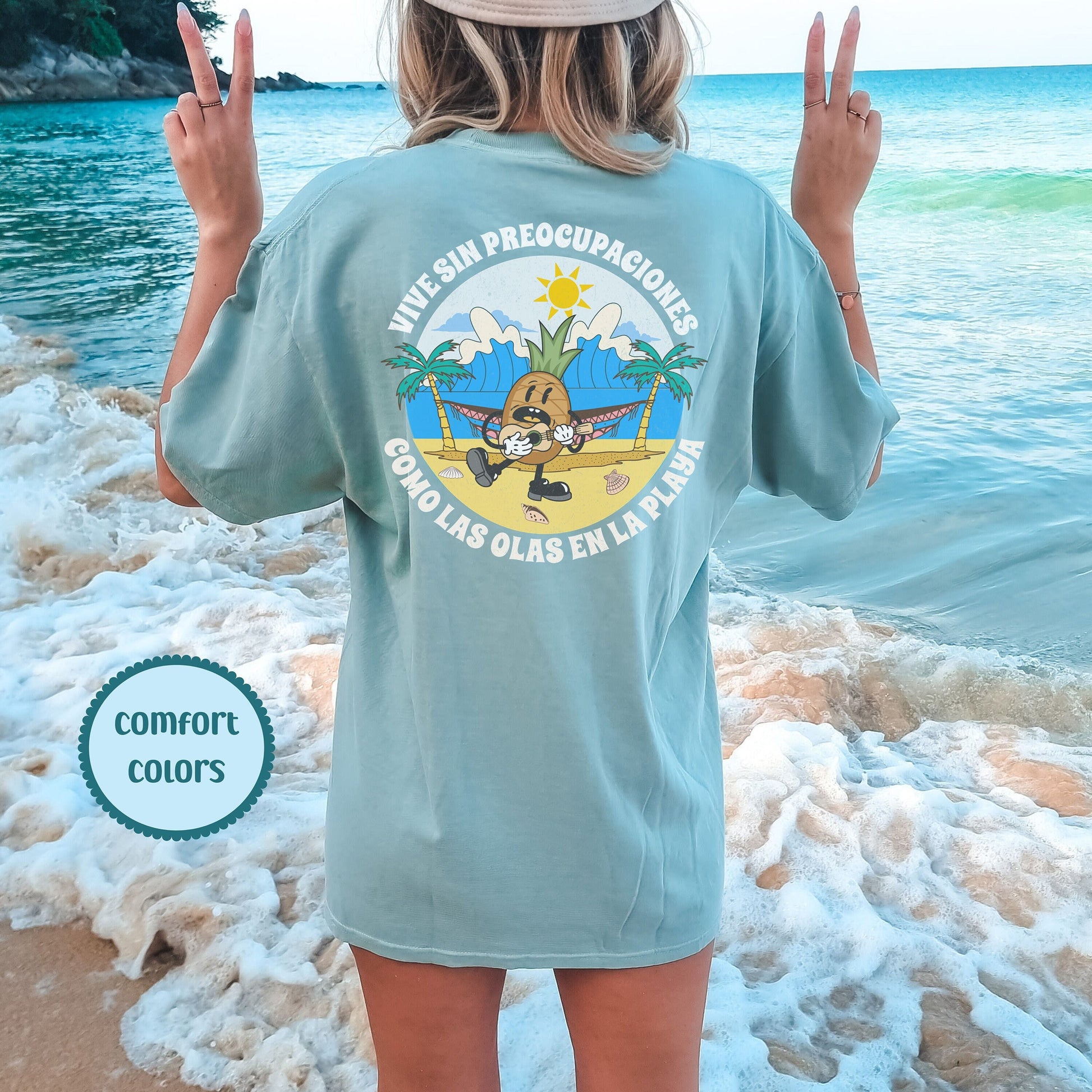Happiness Comes In Waves, Happiness Comes In Waves Comfort Color Tees, Trendy T Shirts For Women, Summer Vibes Shirt, Tumbler Shirt, For Her
