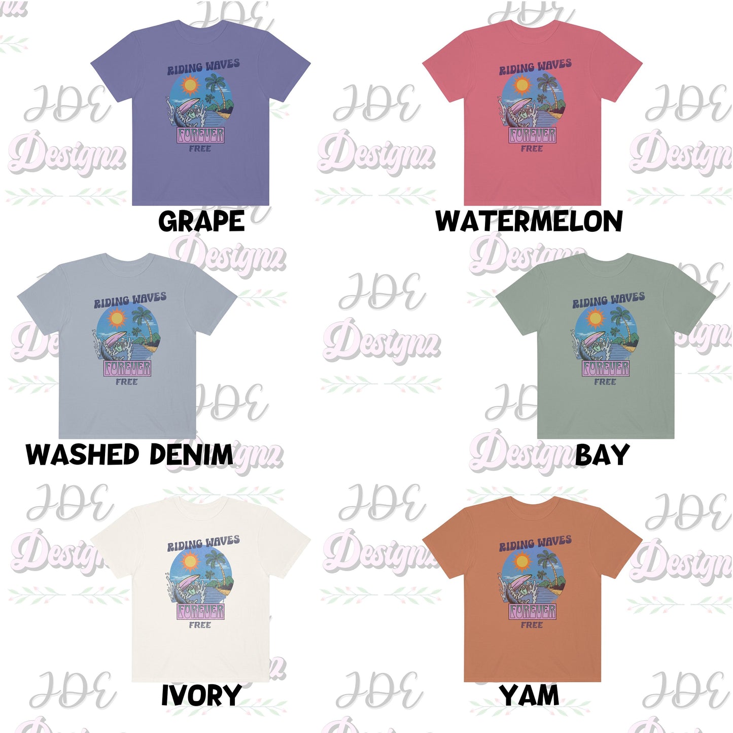 Riding Waves Forever Free, Happiness Comes In Waves, Trendy T Shirts For Women, Summer Vibes Shirt, Comfort Colors Tshirts, Surfing Skeleton