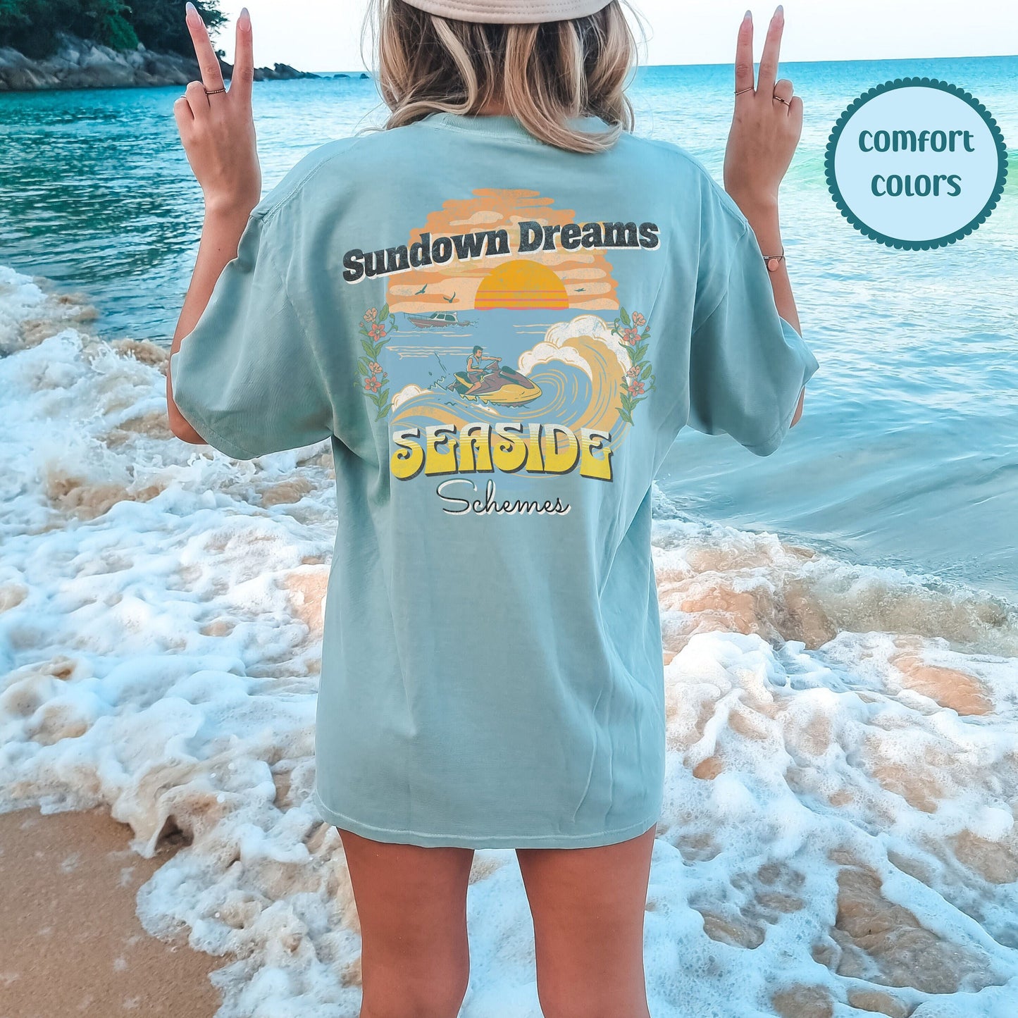 Sundown Dreams Seaside Schemes, Happiness Comes In Waves, Trendy T Shirts For Women, Summer Vibes Shirt, Comfort Colors Tshirts, Bestfriend