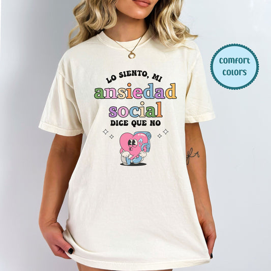 Mi Ansiedad Social Dice Que No, Mental Health Matters, Salud Mental, Mental Health Quote T-Shirt, School Psychologists, Anxiety Shirt