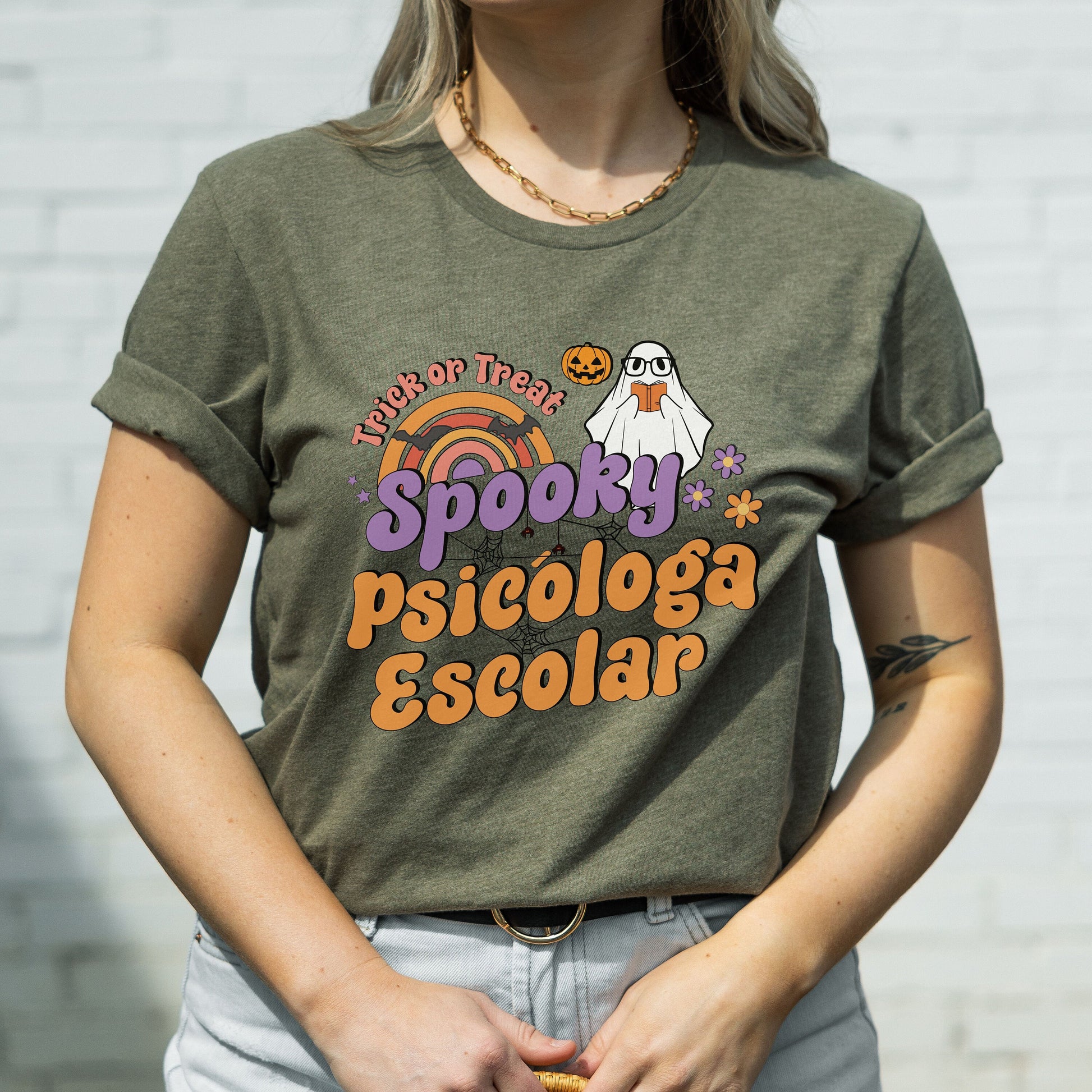 Spooky Psicóloga Escolar, Halloween Psychologist Shirt, School Psychologist Halloween, School Psychology Shirt, Psychologist Halloween Shirt