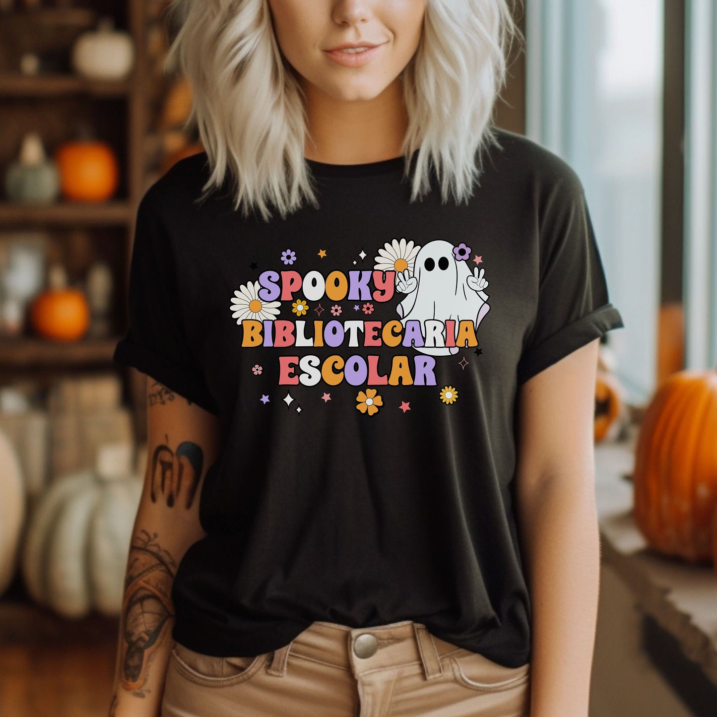 Spooky Bibliotecaria Escolar, Halloween School Librarian, School Librarian Shirt, Spooky School Librarian, Halloween School Librarian Shirt