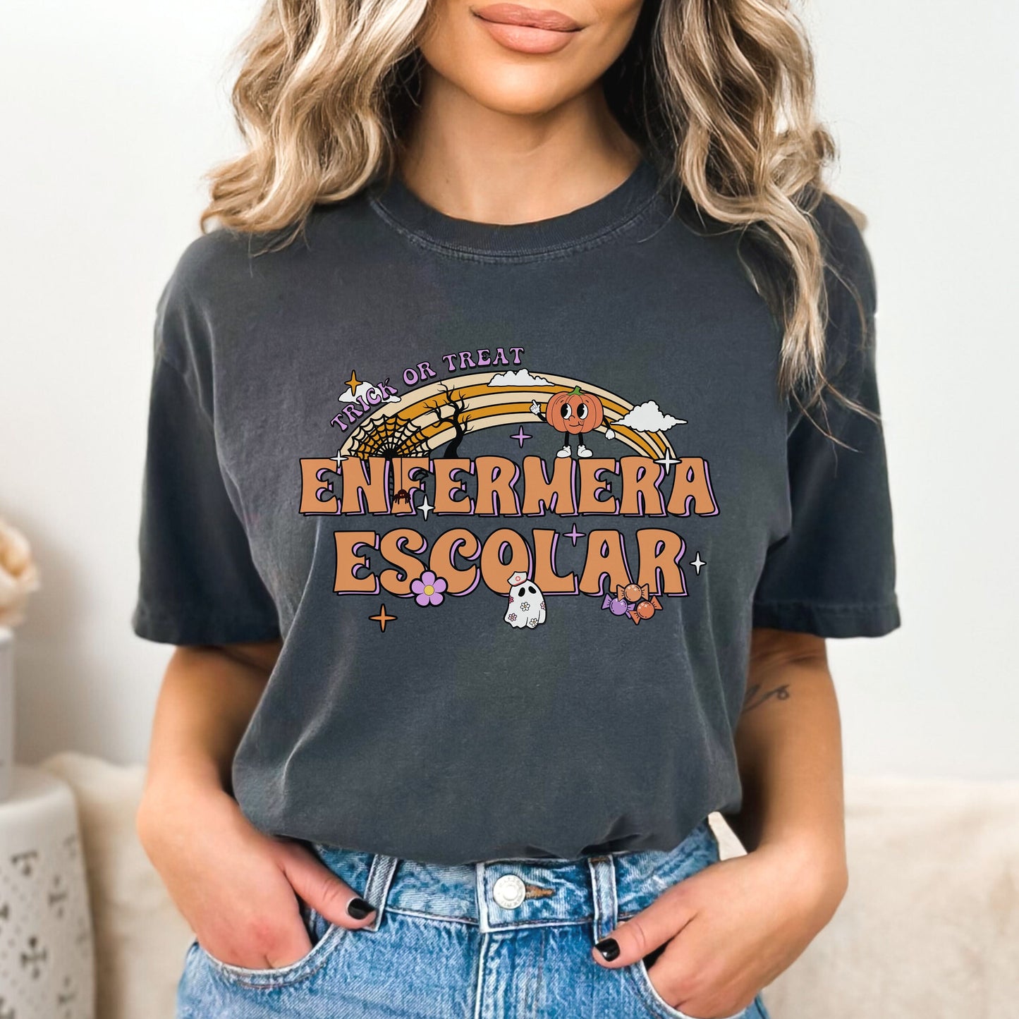 Enfermera Escolar Shirt, Halloween Nurse T Shirt, Nurses Halloween Shirt, Spooky Nurse, School Nurse T Shirt, Halloween School Nurse Shirt