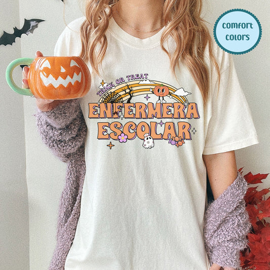Enfermera Escolar Shirt, Halloween Nurse T Shirt, Nurses Halloween Shirt, Spooky Nurse, School Nurse T Shirt, Halloween School Nurse Shirt