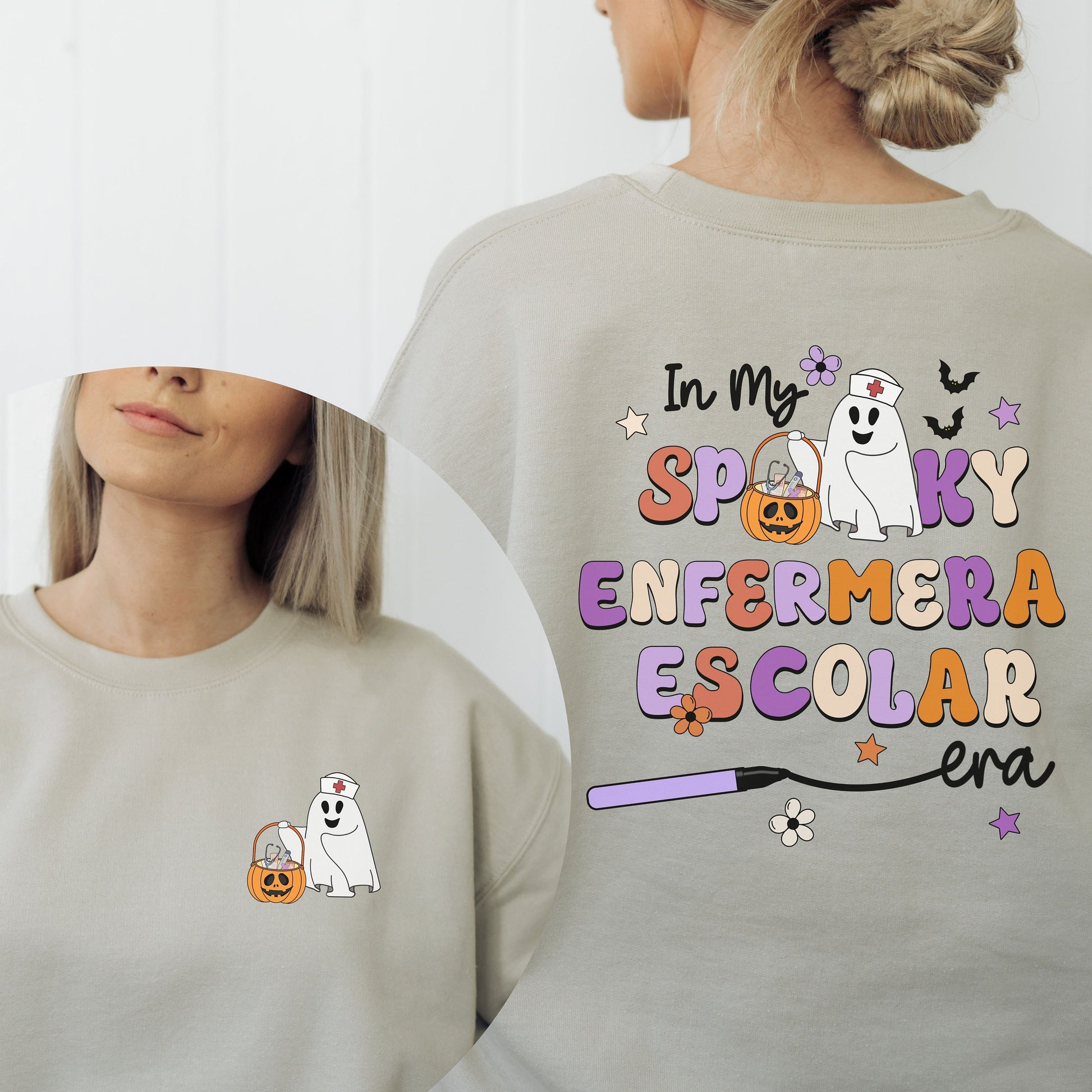 My Spooky Enfermera Escolar Era, Halloween Nurse Sweatshirt, Nurse Halloween Sweater, Spooky Nurse Sweater, Halloween School Nurse Sweater