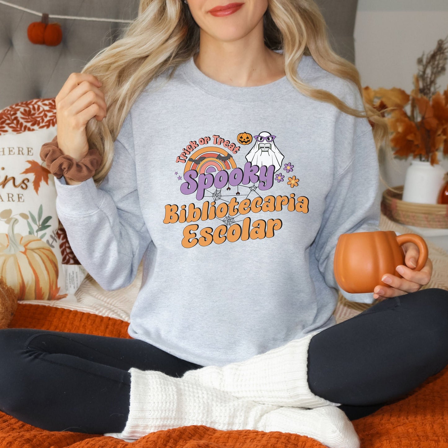 Spooky Bibliotecaria Escolar, Halloween School Librarian, Spooky School Librarian, Halloween School Librarian Sweater, Librarian Sweater