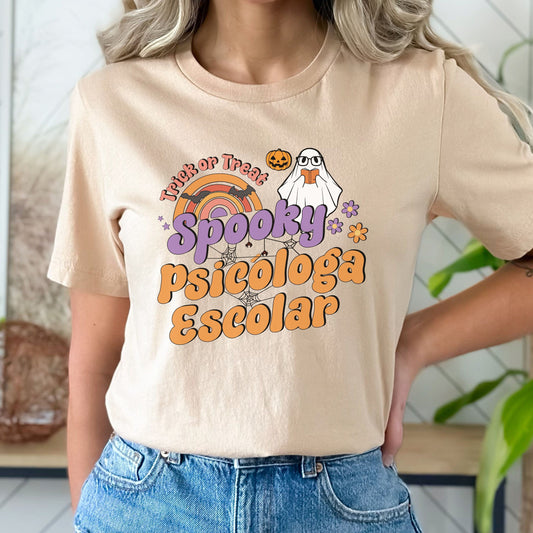 Spooky Psicóloga Escolar, Halloween Psychologist Shirt, School Psychologist Halloween, School Psychology Shirt, Psychologist Halloween Shirt