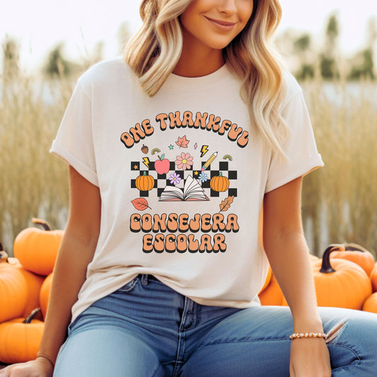 One Thankful Consejera Escolar, One Thankful School Counselor, School Counselor Shirt, Guidance Counselor Shirt, School Counselor Gift