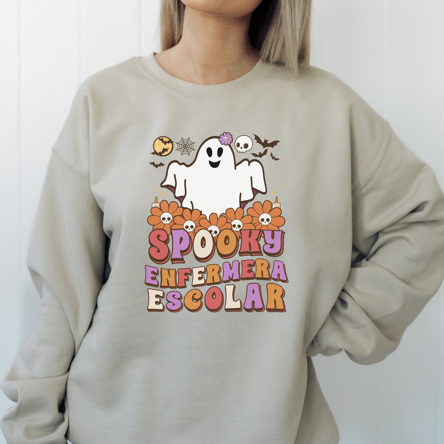 Spooky Enfermera Escolar, Halloween Nurse Sweatshirt, Nurses Halloween Sweatshirt, Spooky Nurse Sweatshirt, Halloween School Nurse Sweater
