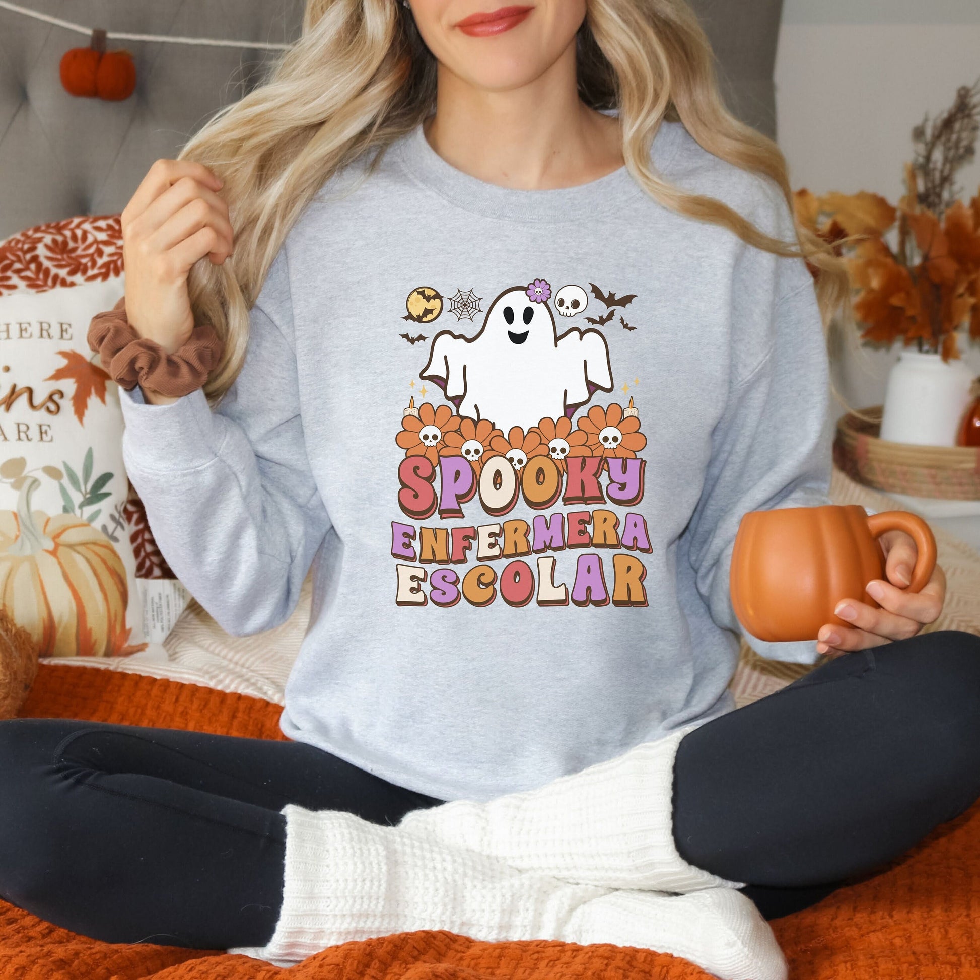 Spooky Enfermera Escolar, Halloween Nurse Sweatshirt, Nurses Halloween Sweatshirt, Spooky Nurse Sweatshirt, Halloween School Nurse Sweater
