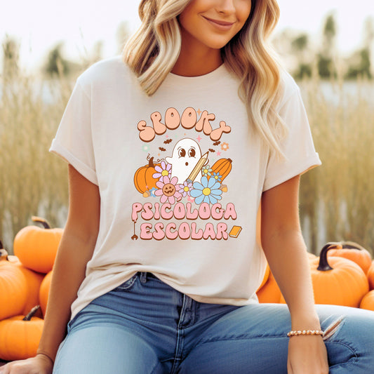 Spooky Psicóloga Escolar, Halloween Psychologist Shirt, School Psychologist Halloween, School Psychology Shirt, Psychologist Halloween Shirt