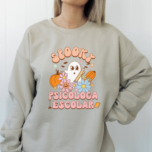Spooky Psicóloga Escolar, Halloween Psychologist Sweater, School Psychologist Halloween, School Psychology, Psychologist Halloween Sweater