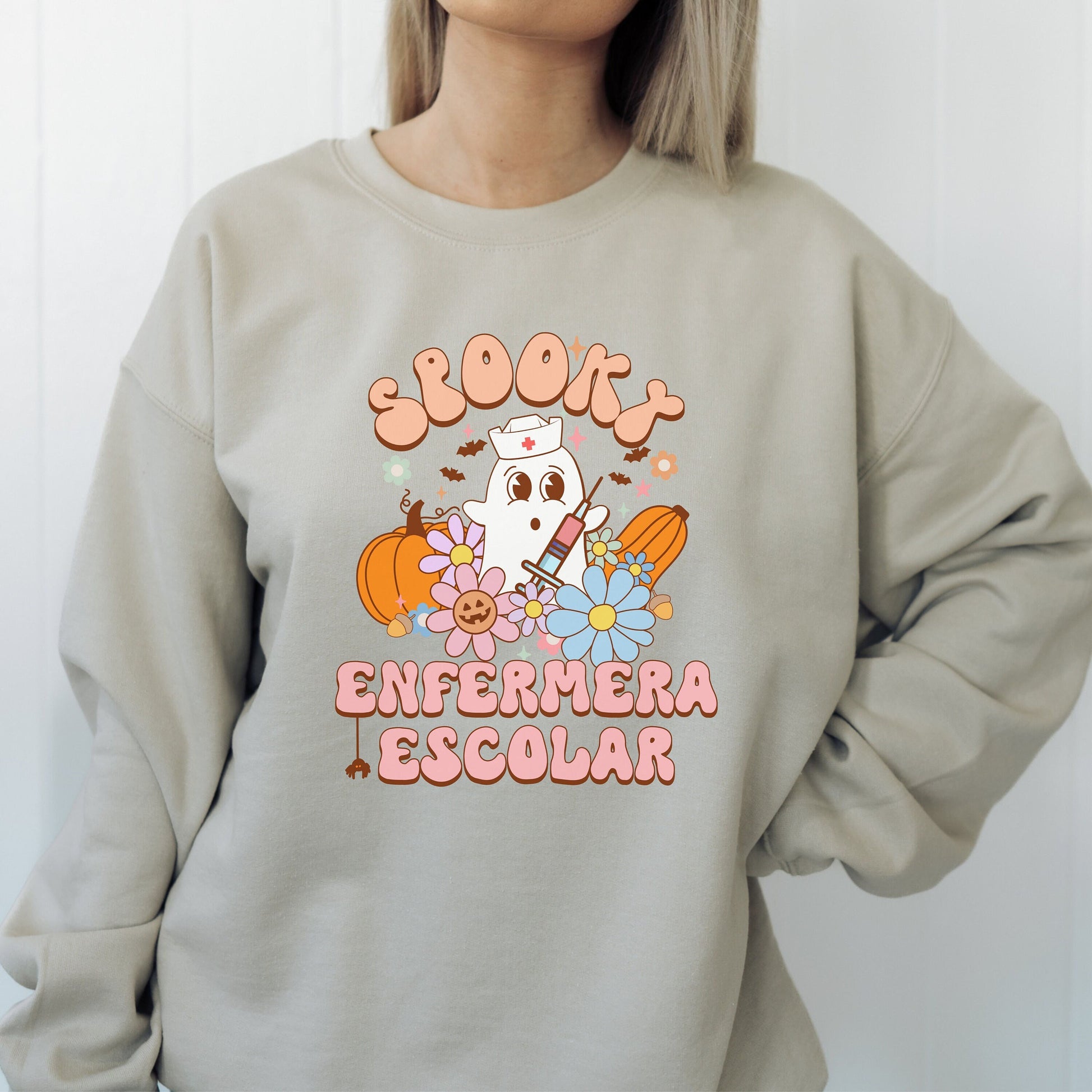 Spooky Enfermera Escolar, Halloween Nurse Sweatshirt, Nurses Halloween Sweatshirt, Spooky Nurse Sweatshirt, Halloween School Nurse Sweater
