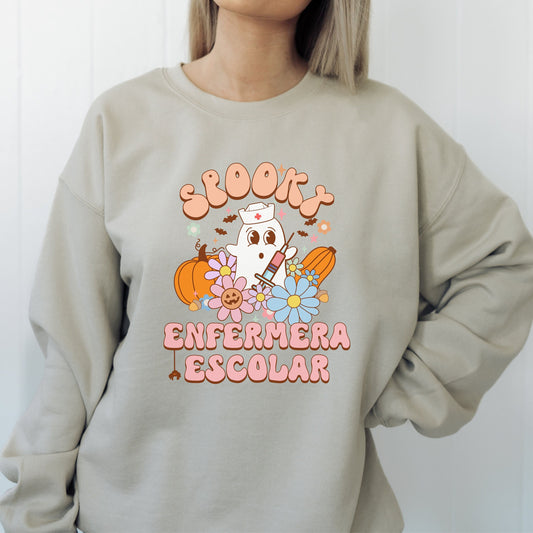 Spooky Enfermera Escolar, Halloween Nurse Sweatshirt, Nurses Halloween Sweatshirt, Spooky Nurse Sweatshirt, Halloween School Nurse Sweater