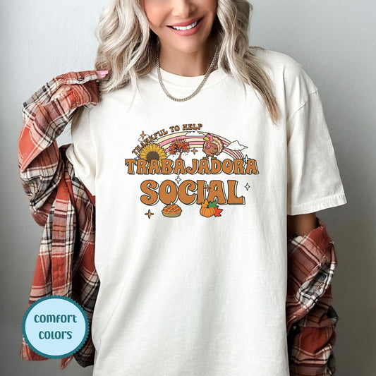 Trabajadora Social T Shirt, Thanksgiving Social Worker Shirt, Social Worker Thanksgiving, Thankful Social Worker, Social Worker T Shirt