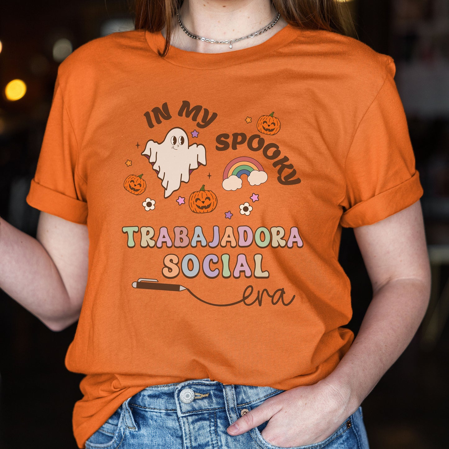 In My Spooky Trabajadora Social Era, Halloween Social Worker Shirt, Social Worker Halloween, Spooky Social Worker, Spooky Social Shirt