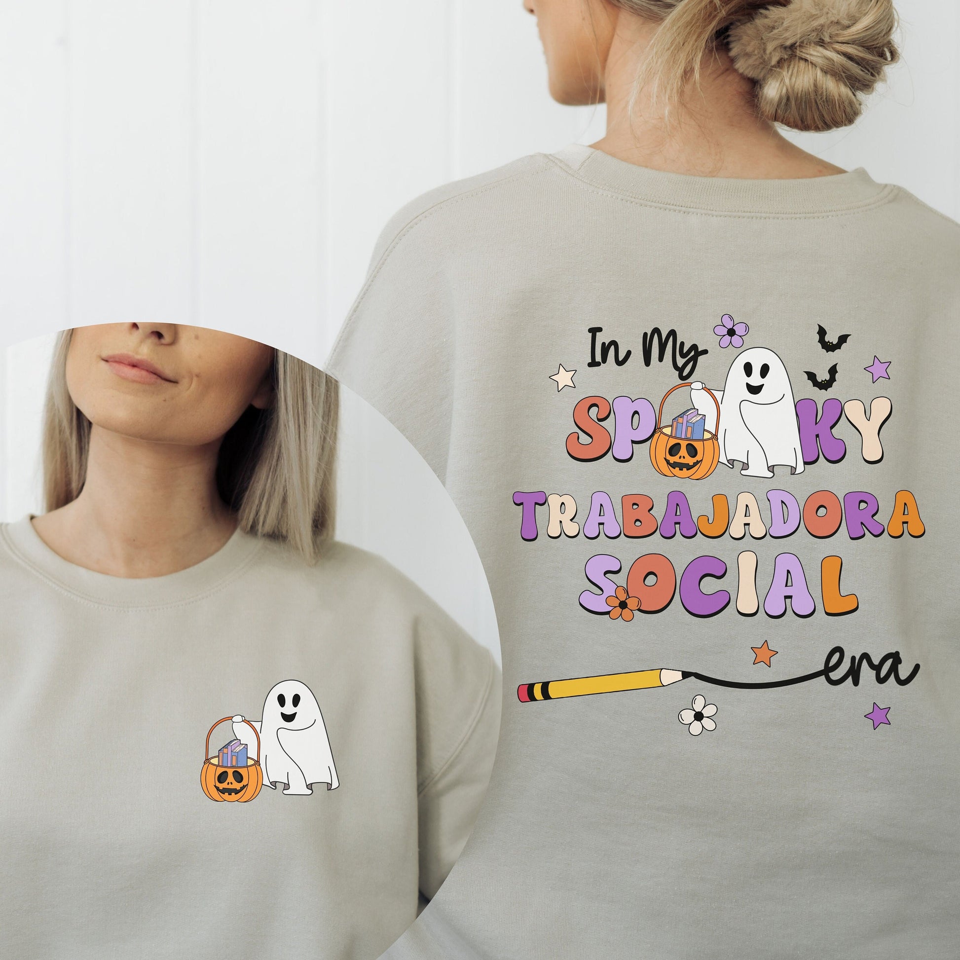 In My Spooky Trabajadora Social Era, Halloween Social Worker Sweater, Social Worker Halloween, Spooky Social Worker, Spooky Social Sweater