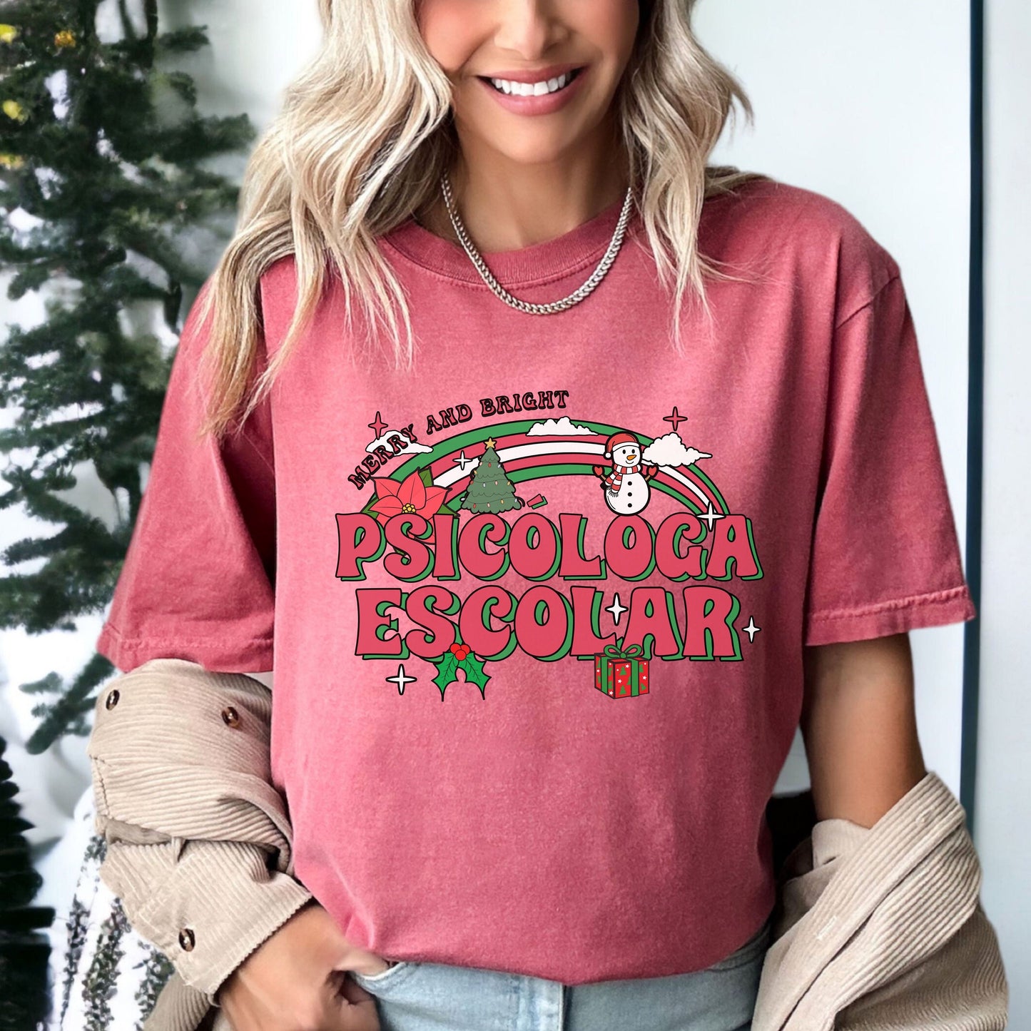 Psicóloga Escolar Shirt, School Psych Christmas Shirt, Holly Jolly School Psych Shirt, Psychologist TShirt, Psychologist Christmas,