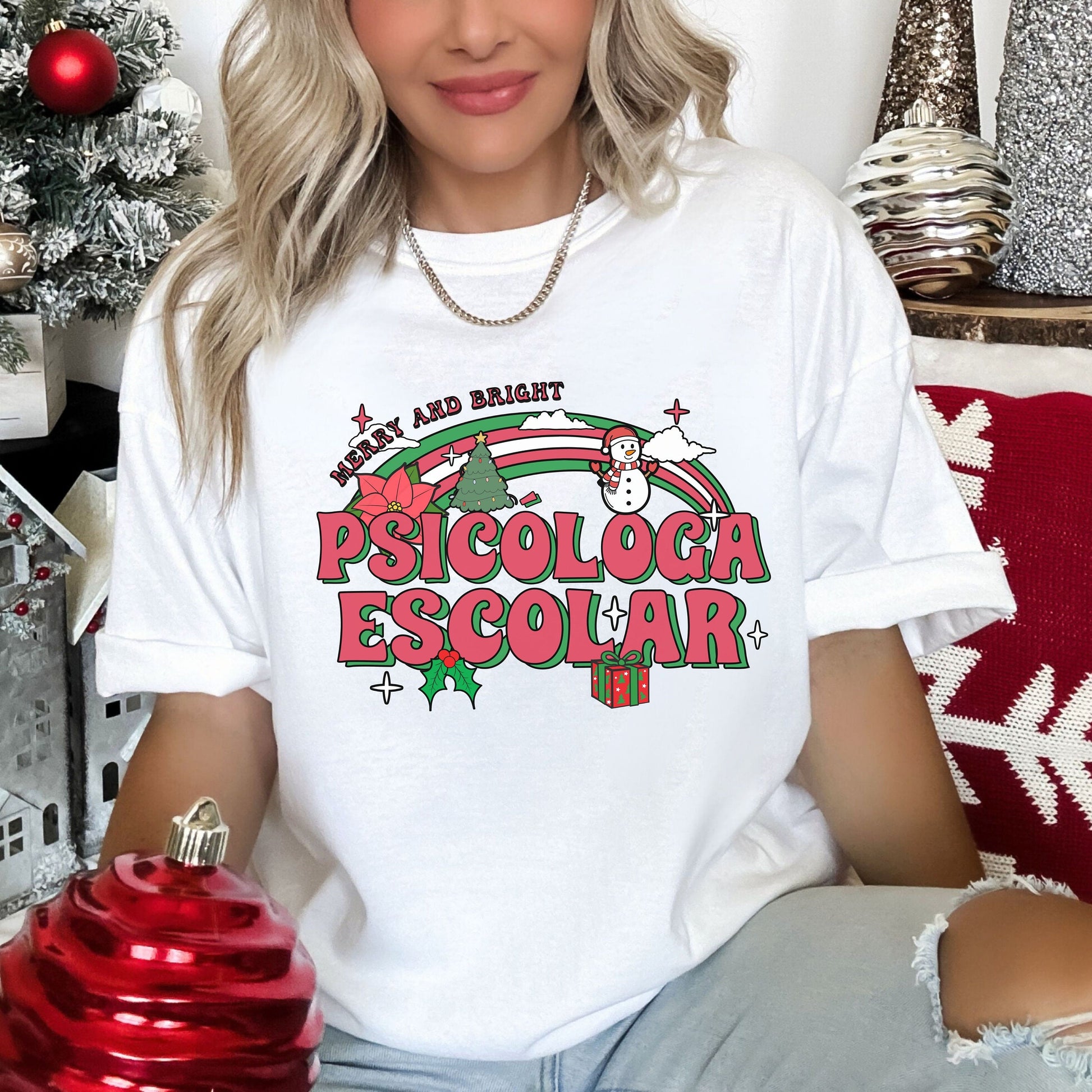 Psicóloga Escolar Shirt, School Psych Christmas Shirt, Holly Jolly School Psych Shirt, Psychologist TShirt, Psychologist Christmas,