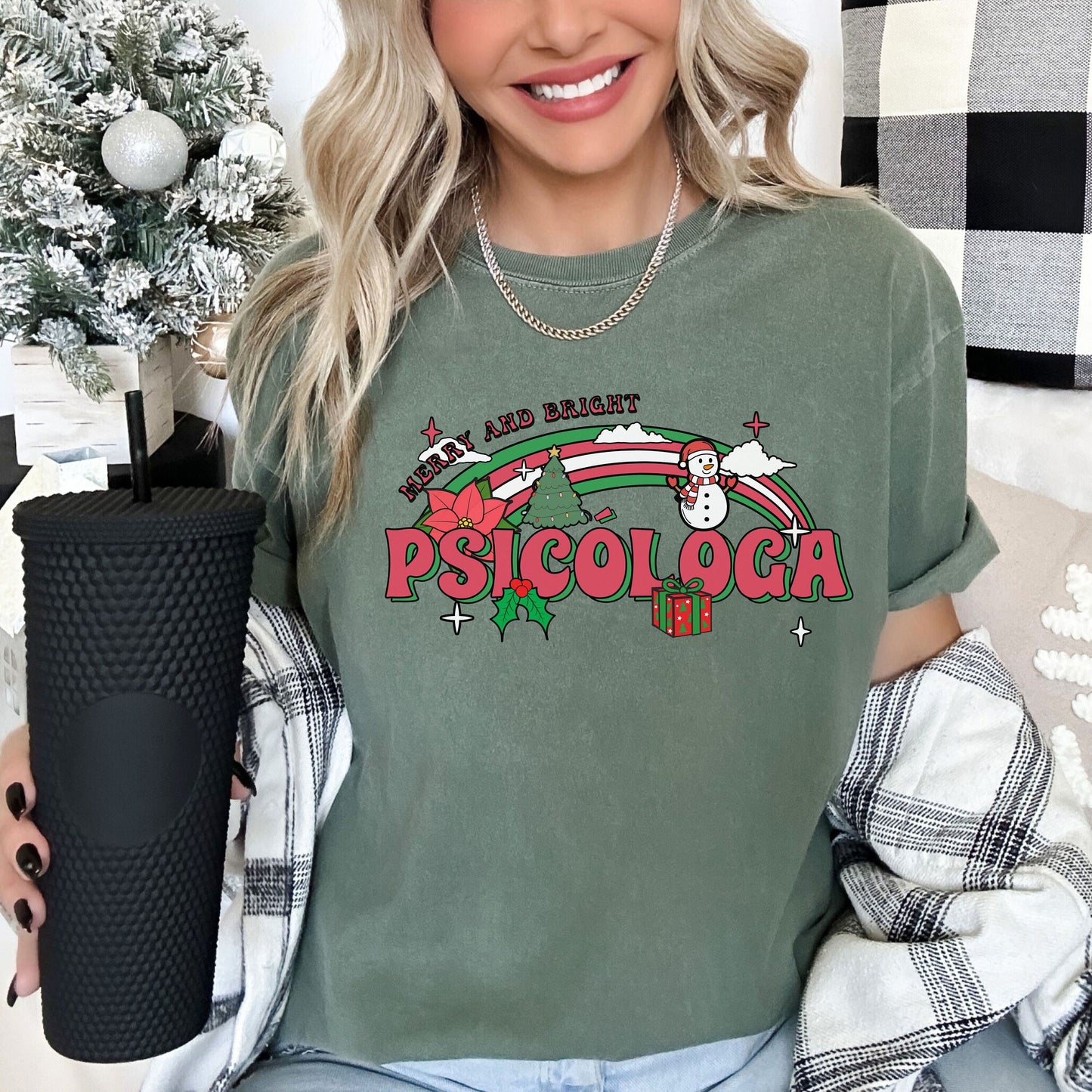 Psicóloga Shirt, Psychologist Era, Psychologist Christmas Shirt, Holly Jolly Psychologist, Psychologist Navidad, Psychologist Christmas,