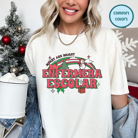 Enfermera Escolar Shirt, In My Nurse Era, Holly Jolly School Nurse Shirt, Christmas School Nurse Tee, Merry Nurse Shirt, Nurse Christmas