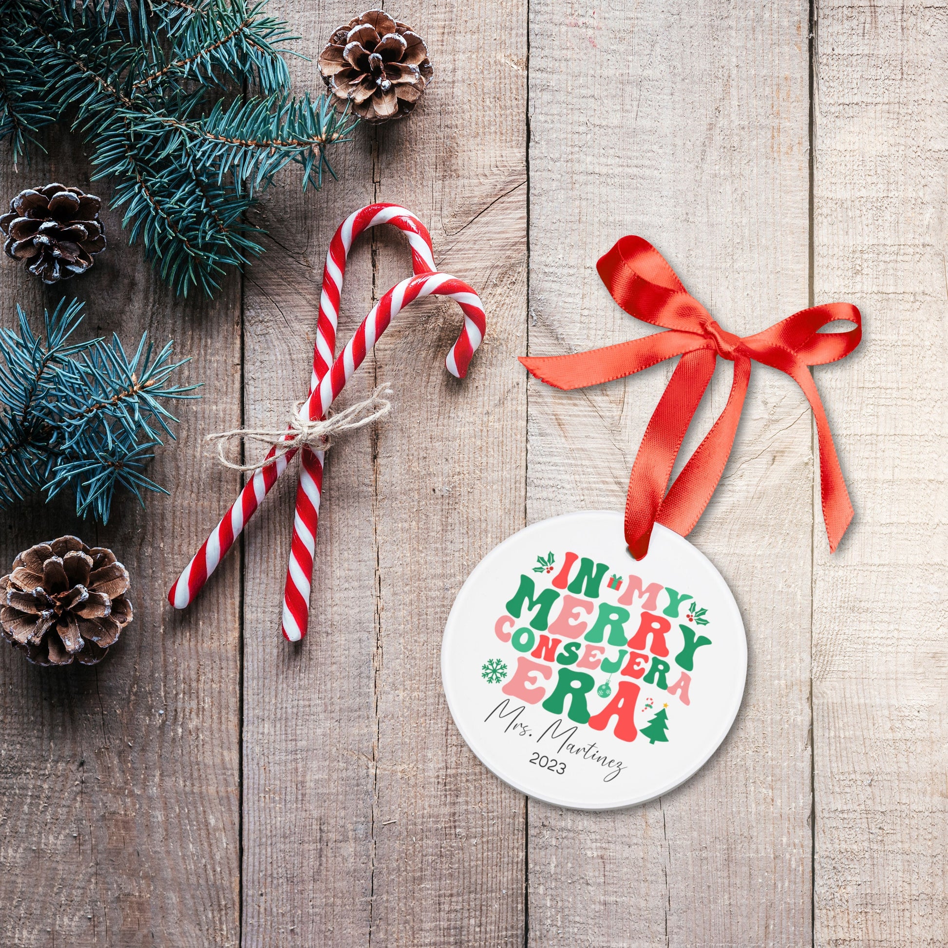 My Merry Consejera Era Ornament, Counselor Christmas Ornament Personalized, Custom Counselor Gift from Student, Consejera Personalized