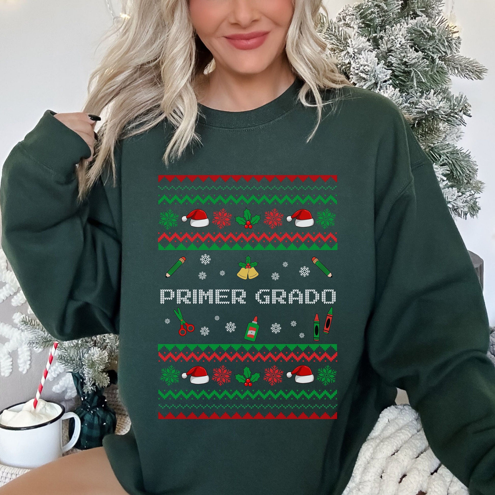 Primer Grado Sweater, 1st Grade Teacher Ugly Sweater, First Grade Teacher Sweater, In My First Grade Era, First Grade Christmas Sweatshirt