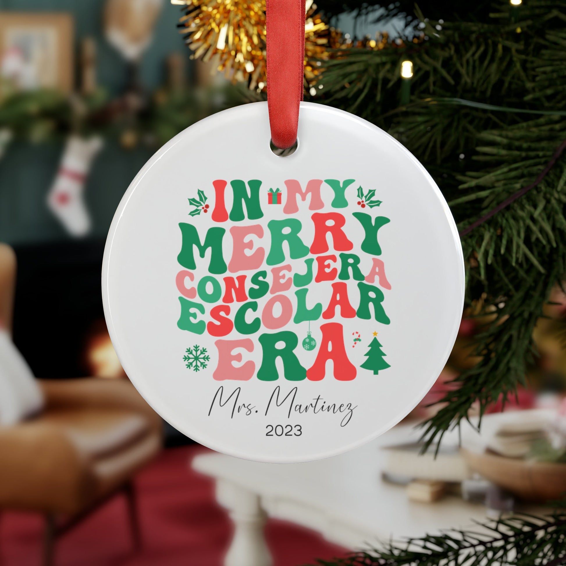Consejera Escolar Era Ornament, Counselor Christmas Ornament Personalized, Custom Counselor Gift from Student, Christmas School Counselor