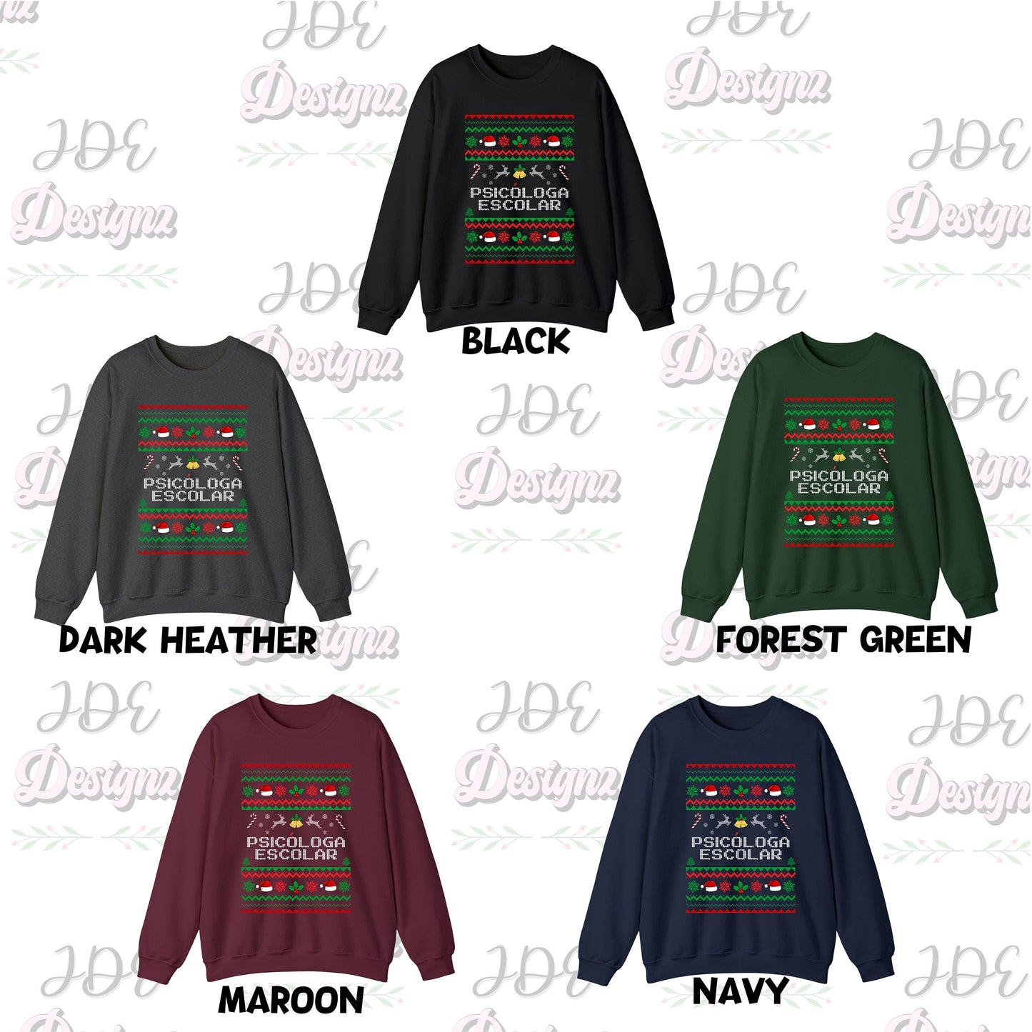 Psicóloga Escolar Sweater, School Psychologist Christmas Sweatshirt, Holly Jolly School Psychologist, School Psychologist Christmas