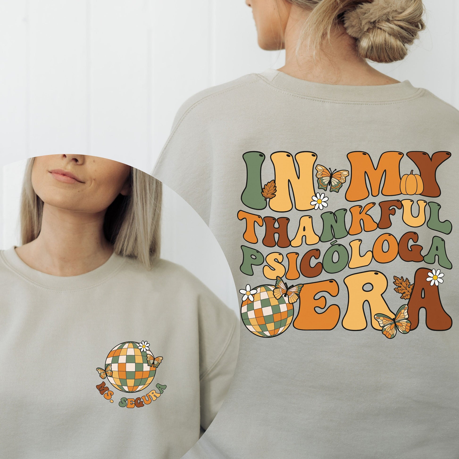 Psicóloga Era Sweatshirt, School Psychologist Gift, School Psychology Shirt, School Psych Thanksgiving Shirt, Thankful School Psych Shirt