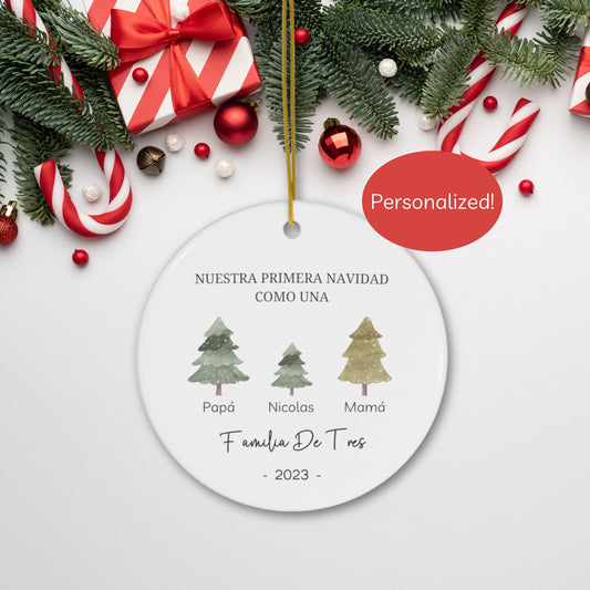 Primera Navidad Ornament, Family Of 3 Christmas Ornament, Baby First Christmas, 2023 Baby First Christmas, Personalized Family Ornament