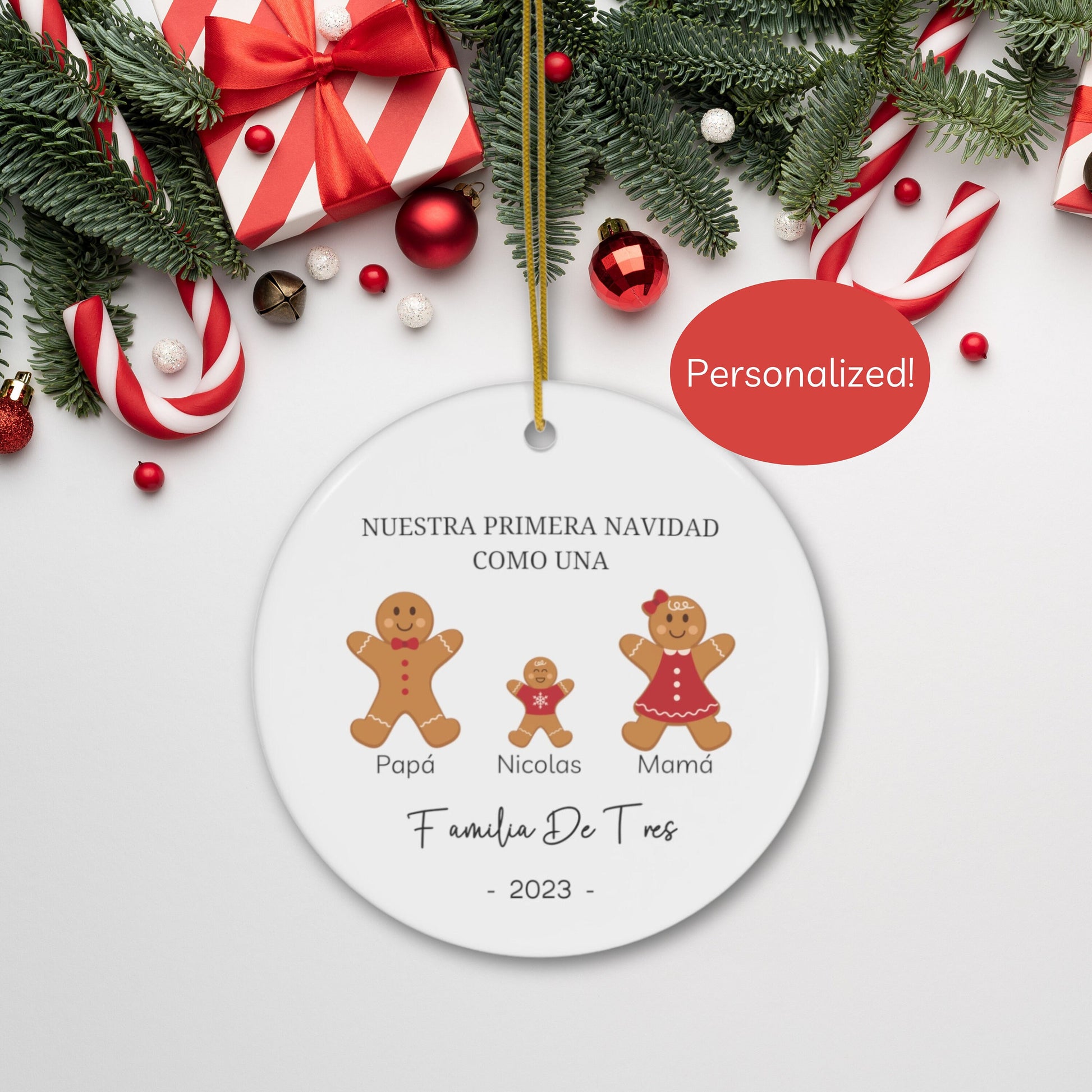 Primera Navidad Ornament, Family Of 3 Christmas Ornament, Baby First Christmas, 2023 Baby First Christmas, Personalized Family Ornament