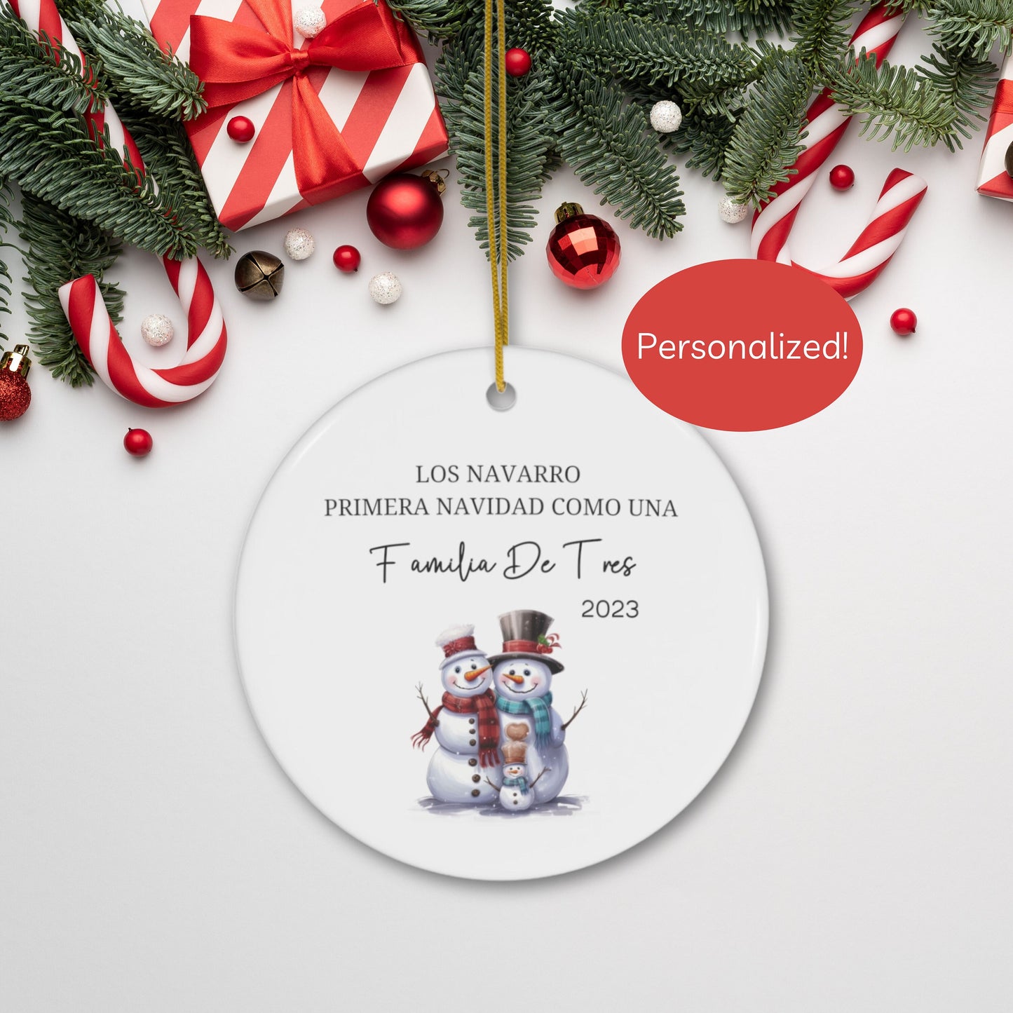 Primera Navidad Ornament, Family Of 3 Christmas Ornament, Baby First Christmas, 2023 Baby First Christmas, Personalized Family Ornament