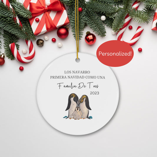 Primera Navidad Ornament, Family Of 3 Christmas Ornament, Baby First Christmas, 2023 Baby First Christmas, Personalized Family Ornament