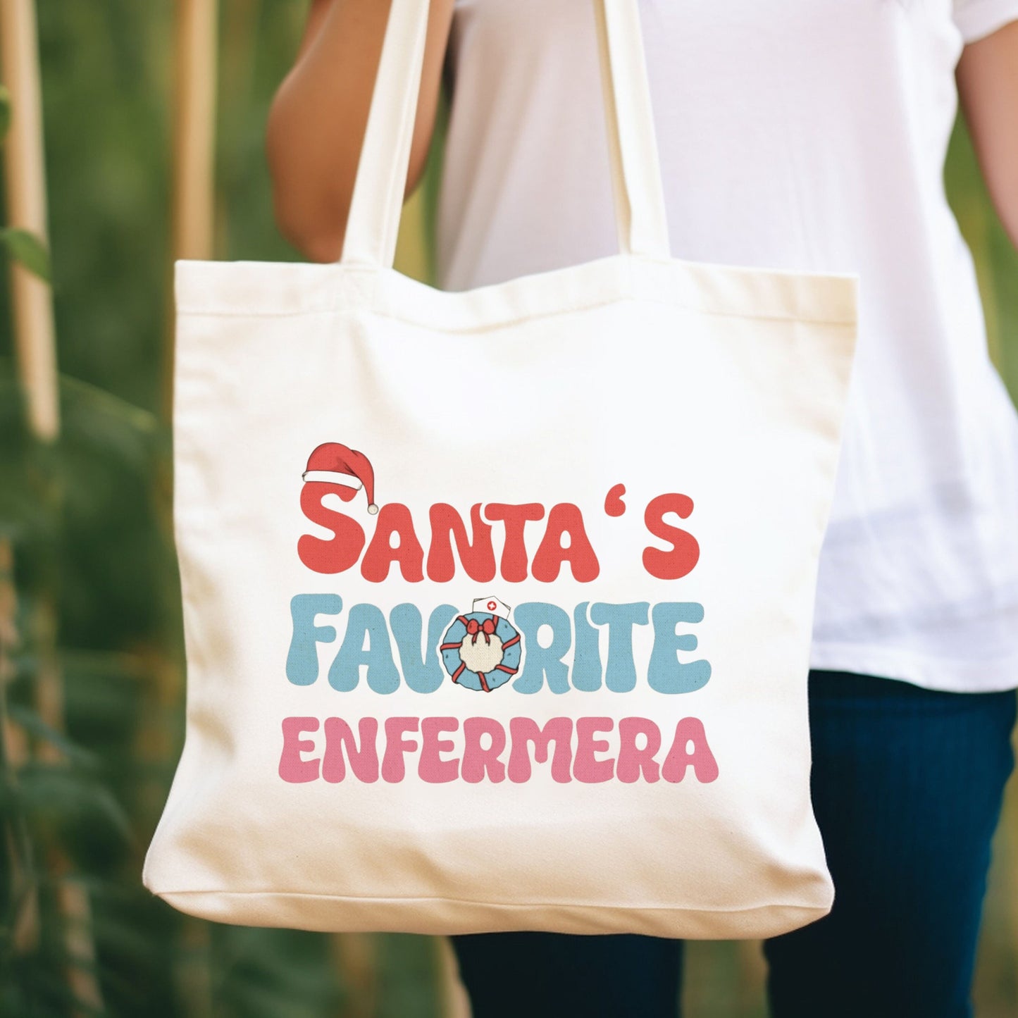 Santa's Favorite Enfermera, Enfermera Latina, Mujeres En Medicina, Enfermera Tote Bag, Bolsa Enfermera, Nurse Bag, Santa's Favorite Nurse