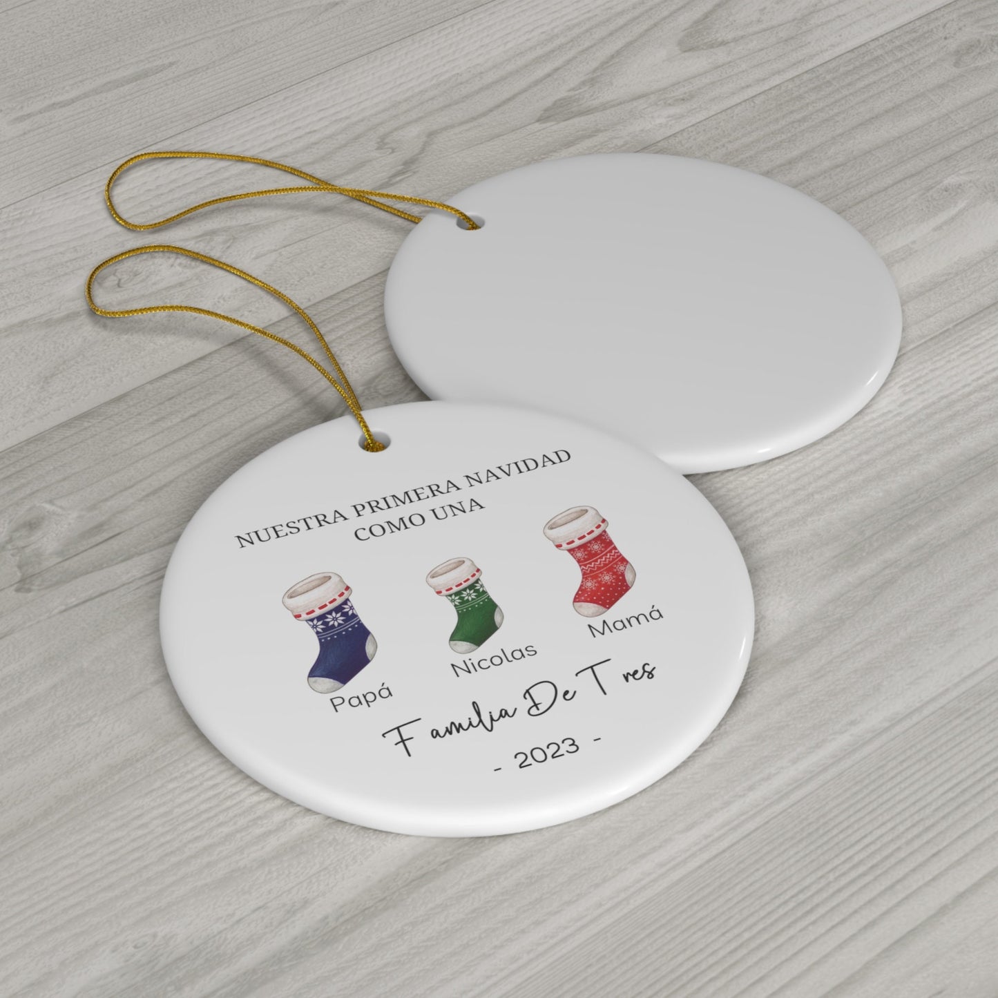 Primera Navidad Ornament, Family Of 3 Christmas Ornament, Baby First Christmas, 2023 Baby First Christmas, Personalized Family Ornament