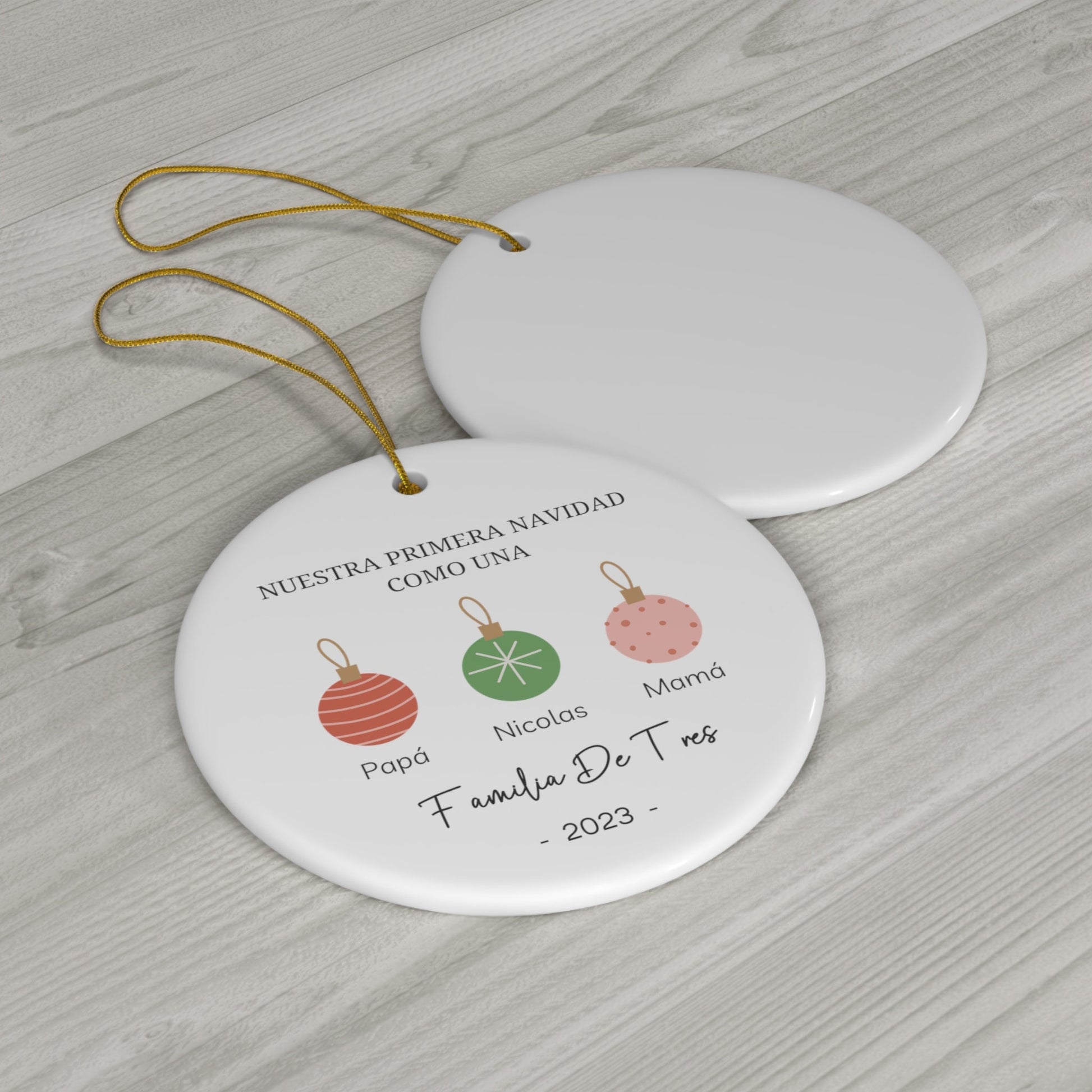 Primera Navidad Ornament, Family Of 3 Christmas Ornament, Baby First Christmas, 2023 Baby First Christmas, Personalized Family Ornament