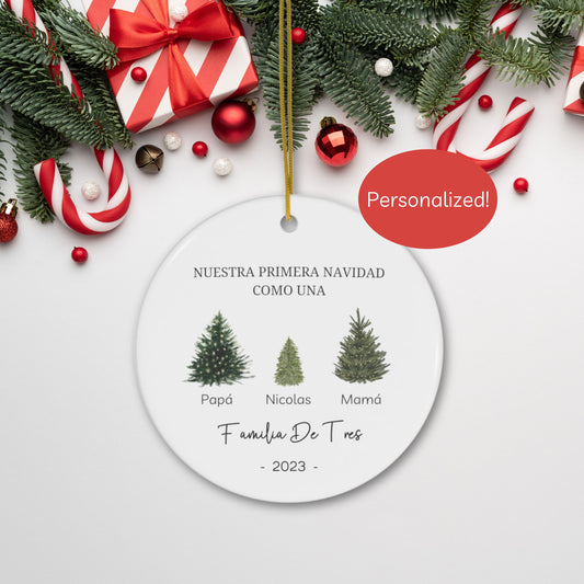 Primera Navidad Ornament, Family Of 3 Christmas Ornament, Baby First Christmas, 2023 Baby First Christmas, Personalized Family Ornament