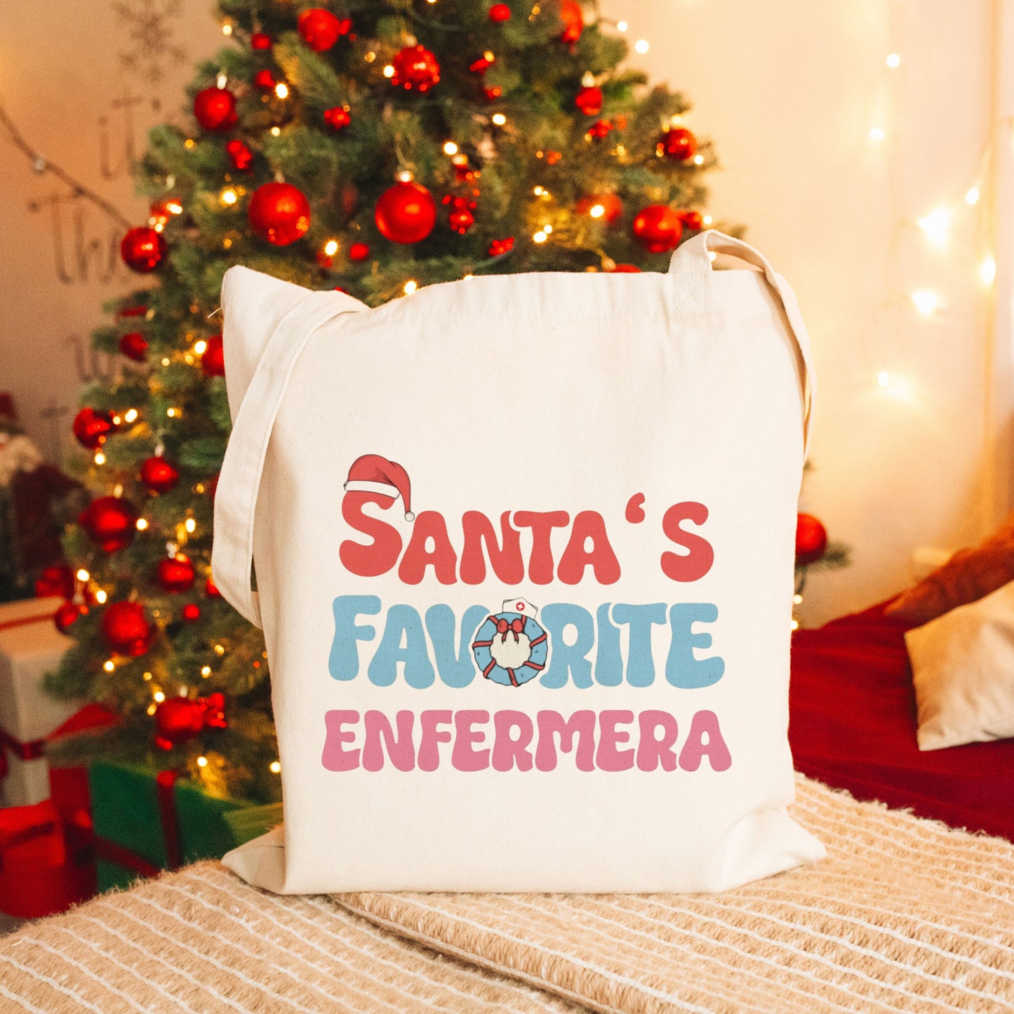 Santa's Favorite Enfermera, Enfermera Latina, Mujeres En Medicina, Enfermera Tote Bag, Bolsa Enfermera, Nurse Bag, Santa's Favorite Nurse